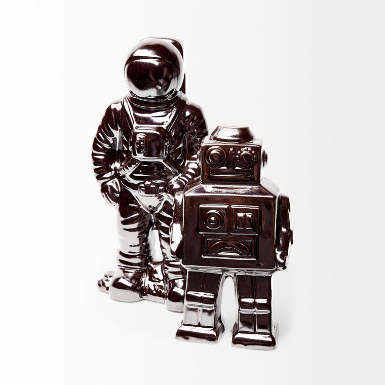 7" Silver Metal Robot Shaped Sculpture
