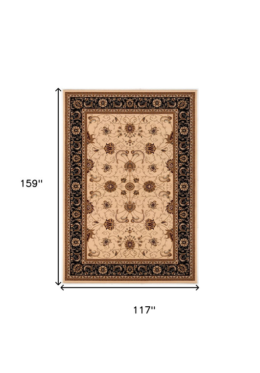 Homeroots Home Decor 10' x 13' Black and Tan Oriental Washable Non Skid Area Rug