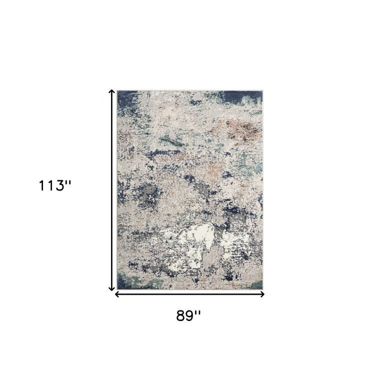 Homeroots Home Decor 7' x 9' Abstract Stain Resistant Area Rug, Blue and Gray