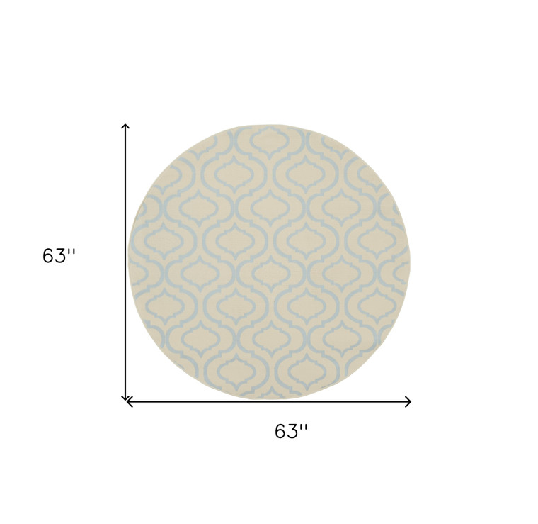 5' Gray Round Moroccan Power Loom Area Rug - 606114739302