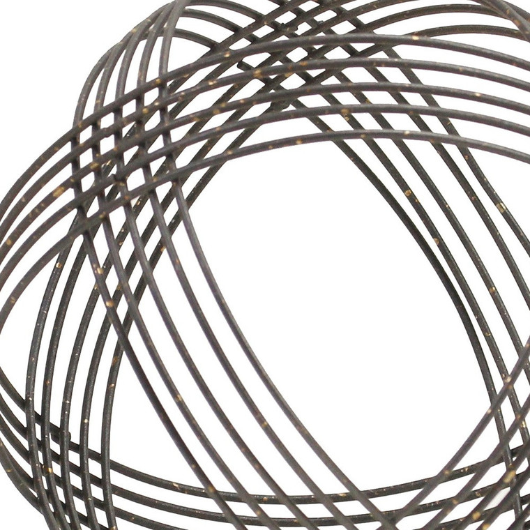 7" Gray Metal Hand Painted Decorative Orb Tabletop Sculpture