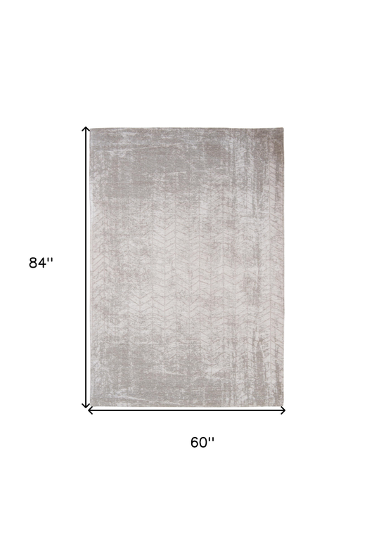 6' X 8' Gray and White Chevron Non Skid Area Rug