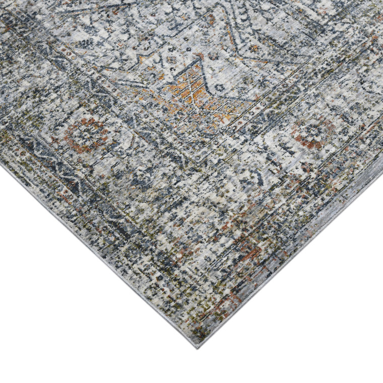 2' X 3' Ivory Gray And Rust Oriental Area Rug