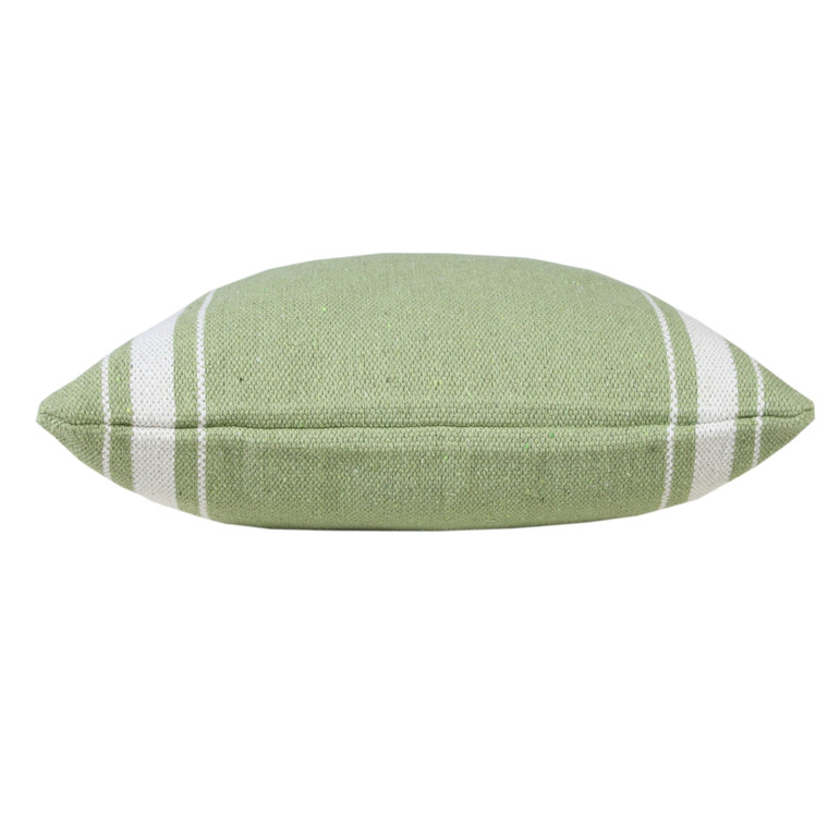 Homeroots Home Decor 20 X 20 Inches Green and White 100% Cotton Geometric Zippered Pillow