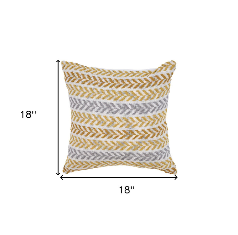 Homeroots Home Decor Set of Four 18 X 18 Inches Orange Beach Chevron Cotton Zippered Pillows
