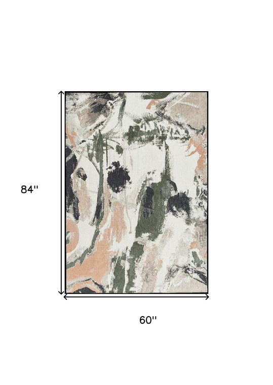 Homeroots Home Decor 6' x 8' Gray and Orange Abstract Non Skid Area Rug