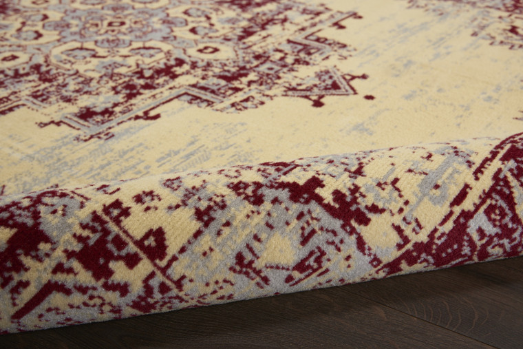 4' X 6' Cream Damask Power Loom Area Rug Polypropylene Home Accent