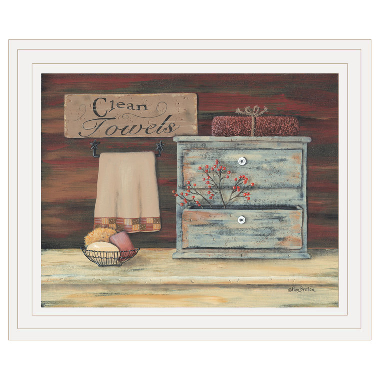 Clean Towels 2 White Framed Print Bathroom Wall Art