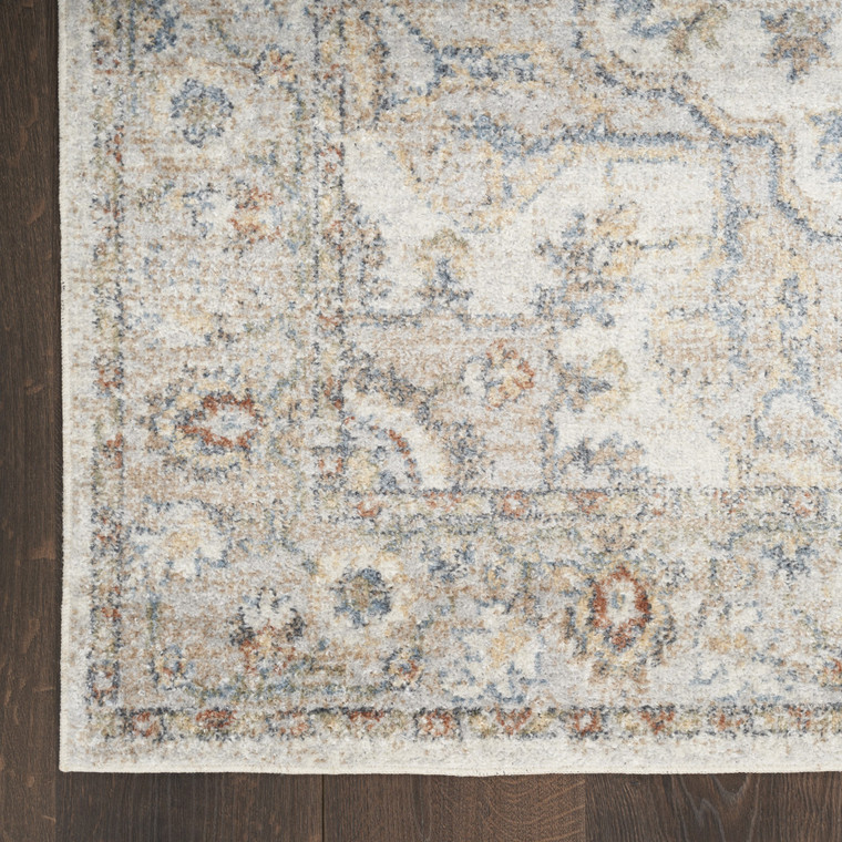 5' X 7' Gray Oriental Power Loom Washable Area Rug Polyester