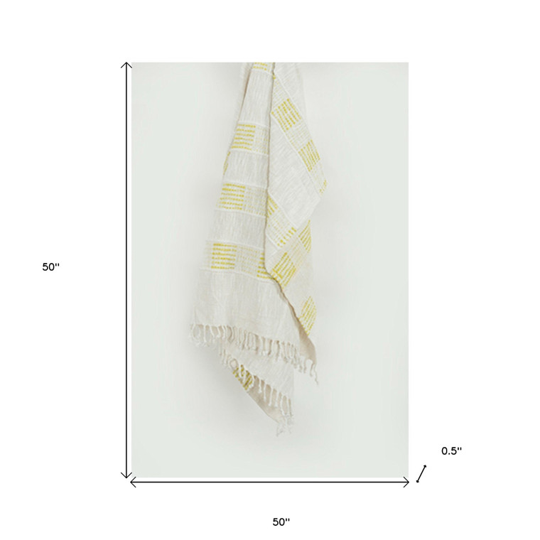 Yellow Woven Cotton Throw Blanket
