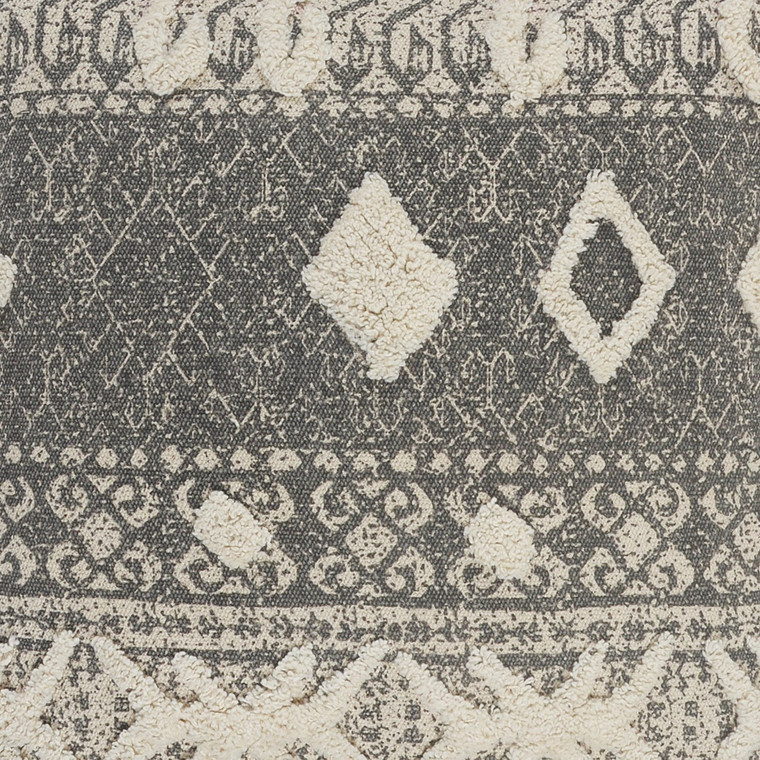 Homeroots Home Decor 20 X 20 Inches Gray and White 100% Cotton Geometric Zippered Pillow