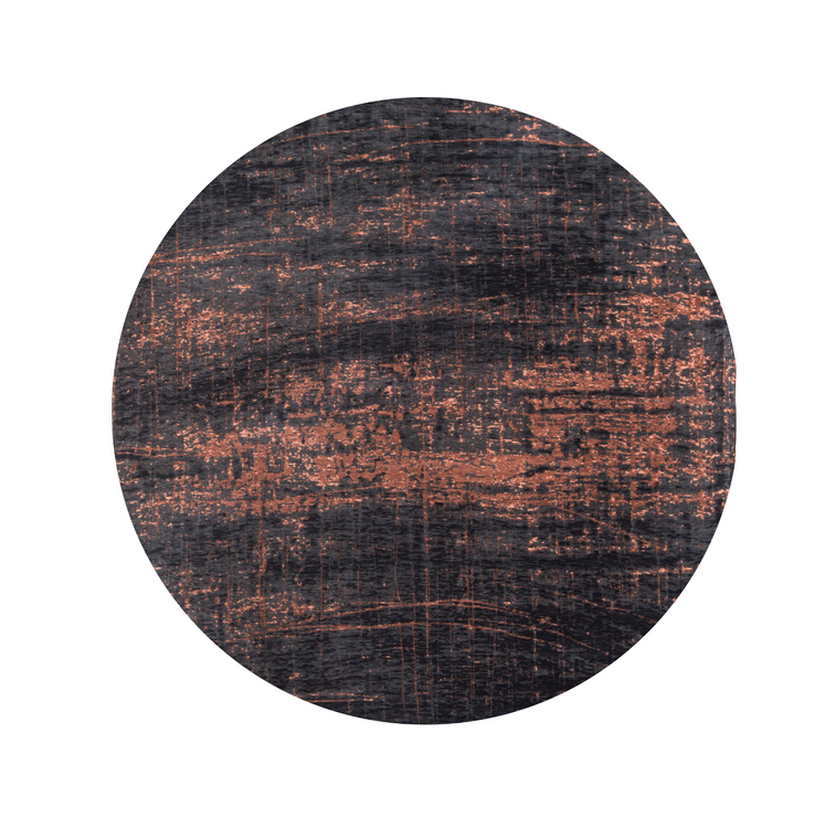 8' Black and Gold Round Abstract Non Skid Area Rug - 606114908951
