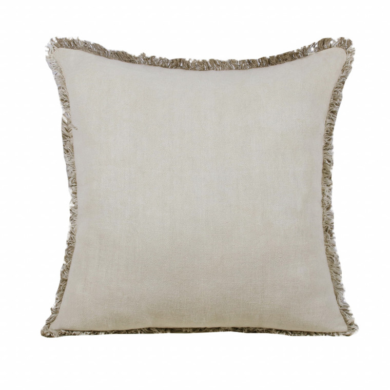 Homeroots Home Decor 20 X 20 Inches Tan and Ivory Linen Zippered Pillow