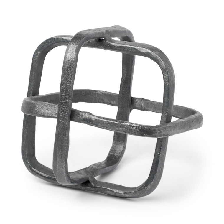 Silver Metal Cubed Shaped Link Sculpture - 808230026063