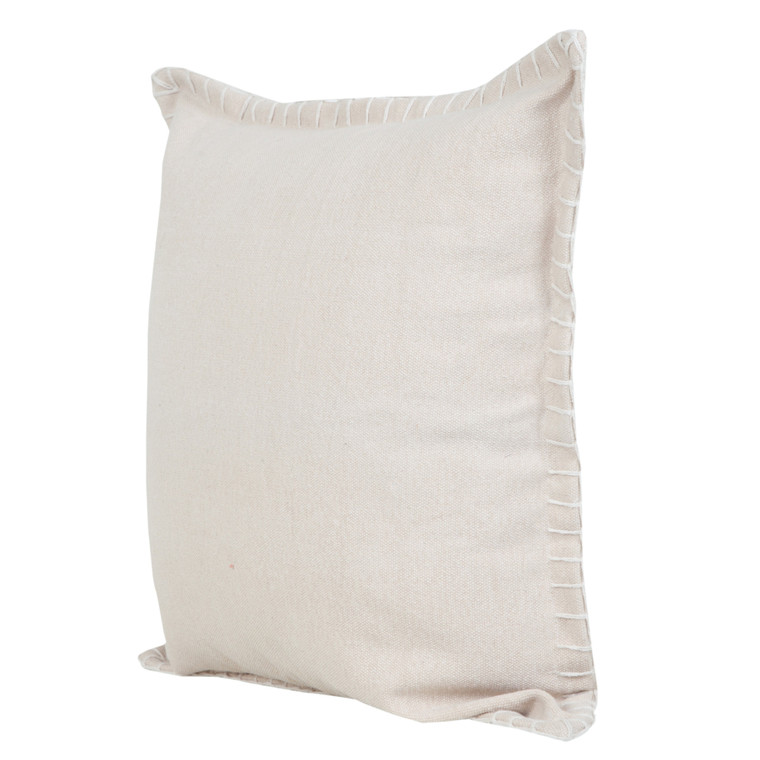 Homeroots Home Decor 20 X 20 Inches Beige 100% Cotton Zippered Pillow