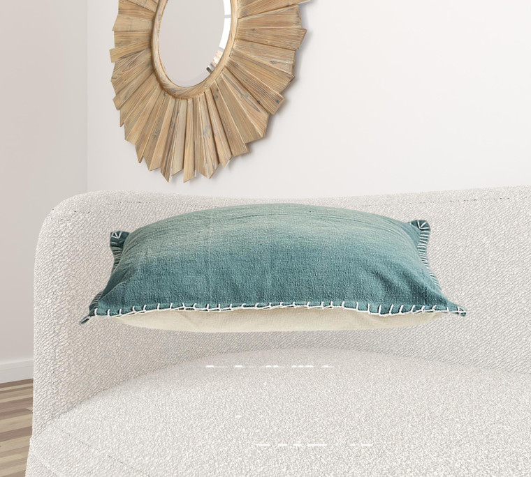 Homeroots Home Decor 24 X 24 Inches Teal 100% Cotton Zippered Pillow