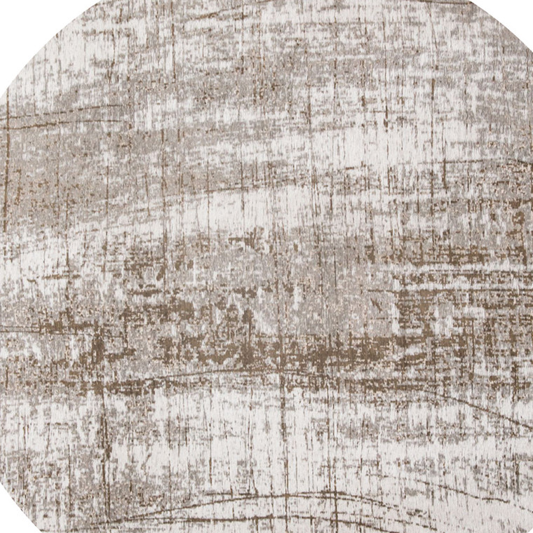 8' Gray and Beige Round Abstract Non Skid Area Rug - 606114908937