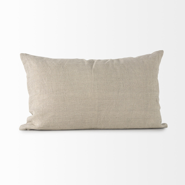 Homeroots Home Decor Canvas Beige And White Lumbar Accent Pillow Cover, Beige and White, 13 x 21 Inch