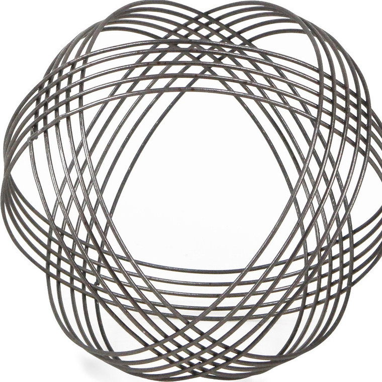 9" Gray Metal Hand Painted Decorative Orb Tabletop Sculpture