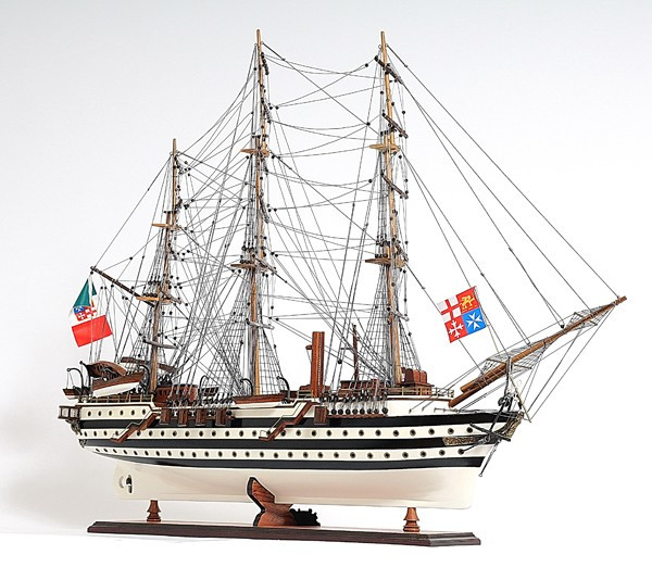 Homeroots Home Decor 32" Black and White Amerigo Vespucci Boat Hand Painted Decorative Boat