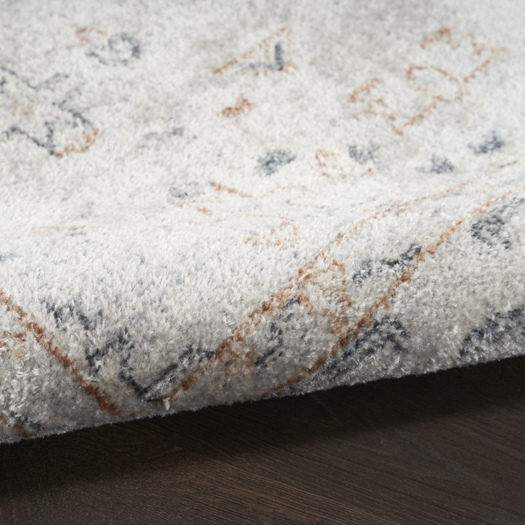 5' X 7' Light Blue Oriental Power Loom Distressed Washable Area Rug Polyester