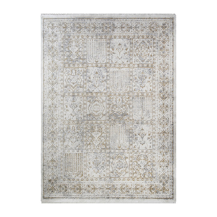 Homeroots Home Decor 8' x 10' Ivory Oriental Distressed Area Rug With Fringe