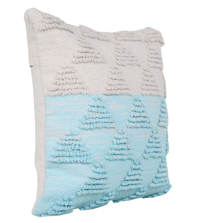Homeroots Home Decor 20 X 20 Inches Bright Blue and Off-White 100% Cotton Geometric Zippered Pillow