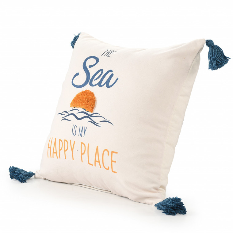 Homeroots Home Decor 20 X 20 Inches Navy and Golden Yellow Polyester Tropical Zippered Pillow