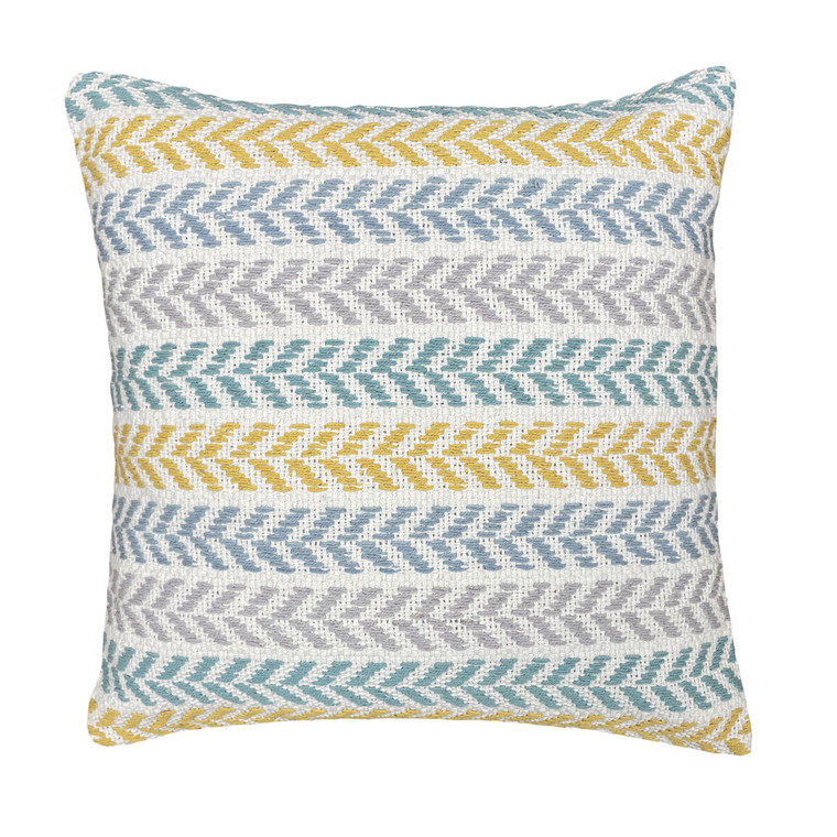 Homeroots Home Decor Set of Two 18 X 18 Inches Yellow Beach Chevron Cotton Zippered Pillows