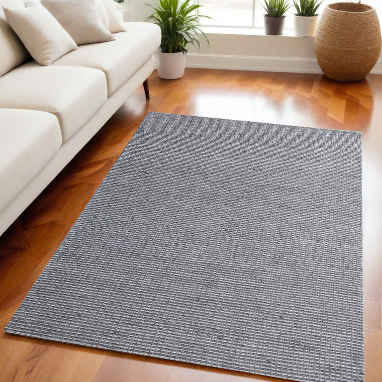 Homeroots Home Decor 5' x 8' Gray Wool Striped Hand Woven Area Rug