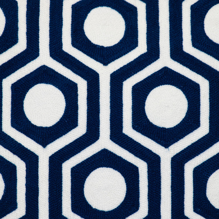 Homeroots Home Decor 20 X 20 Inches Blue Geometric Cotton Zippered Pillow