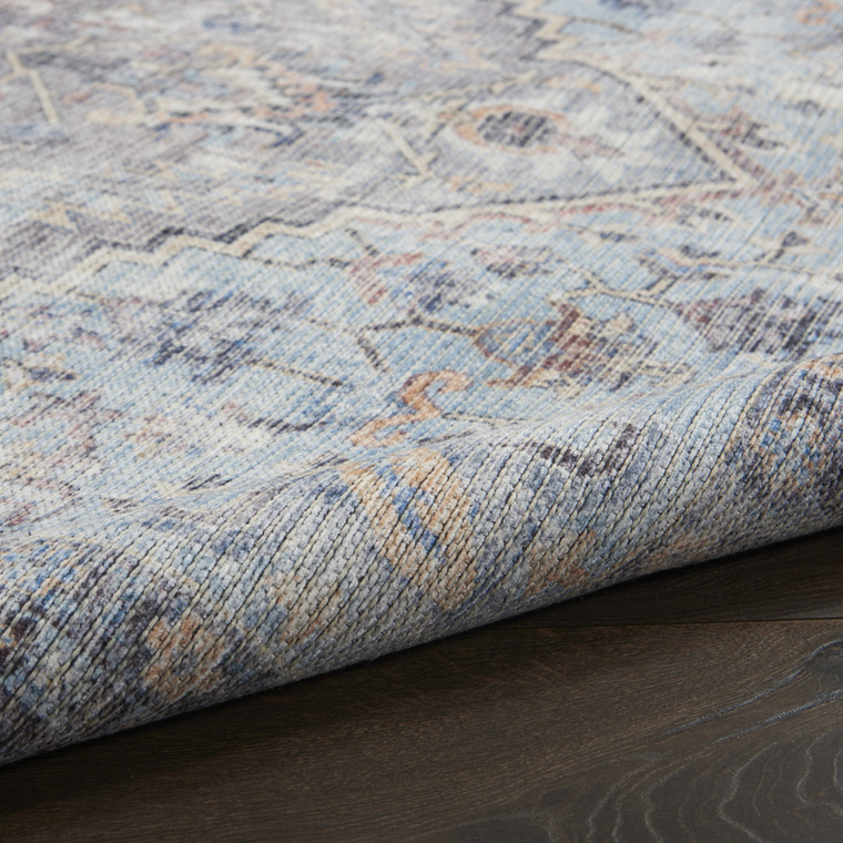 8' Gray Floral Power Loom Distressed Washable Runner Rug - 606114739647