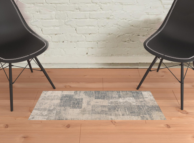 2' X 3' Gray And Sand Abstract Area Rug