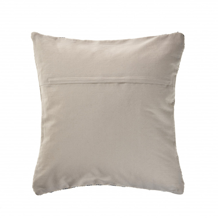 Homeroots Home Decor 20 X 20 Inches Denim Blue and Ivory 100% Cotton Chevron Zippered Pillow