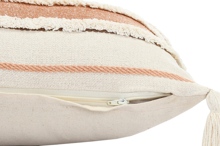 Homeroots Home Decor 14 X 36 Inches Brown and Off-White 100% Cotton Striped Zippered Pillow