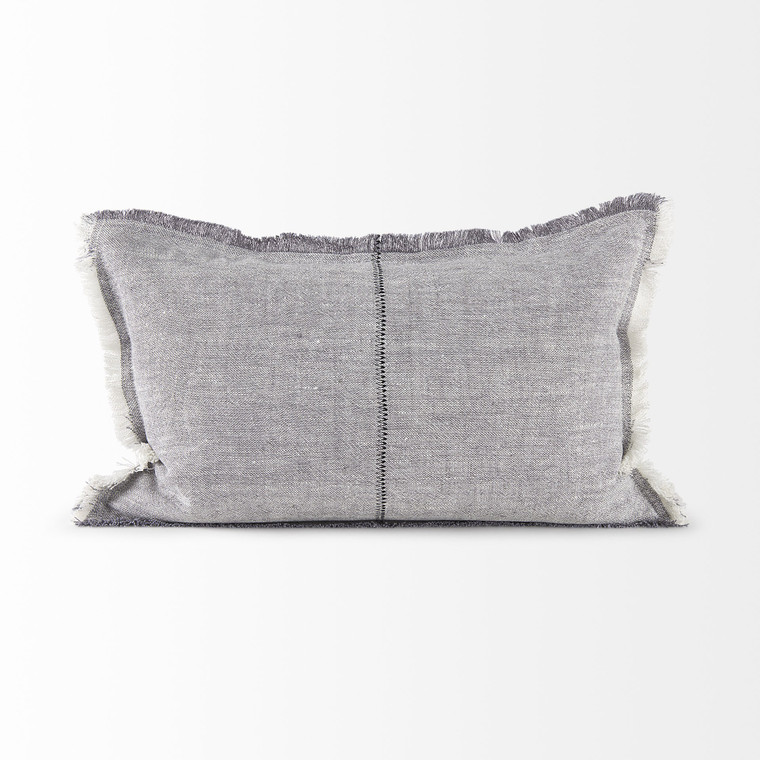 Light Gray Fringed Lumbar Throw Pillow Cover - 808230024588