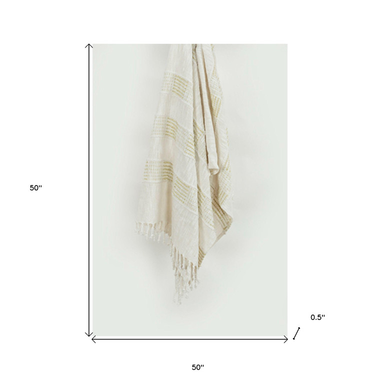 Natural Woven Cotton Throw Blanket