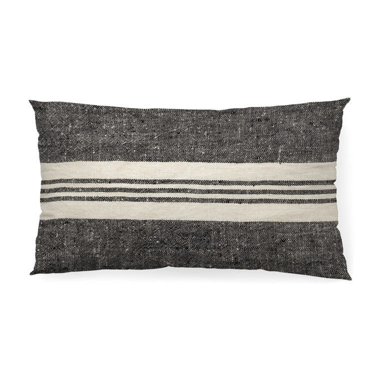 Homeroots Home Decor Black And White Striped Lumbar Accent Pillow Cover, Black and White, 14 x 26 Inch