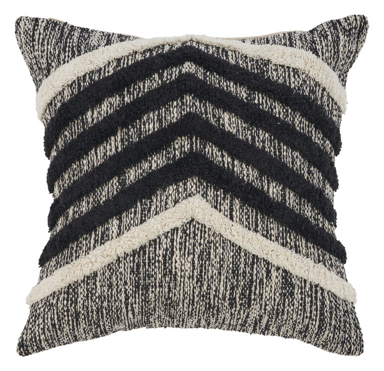 Homeroots Home Decor 18 X 18 Inches Black and Off-White Striped Cotton Zippered Pillow