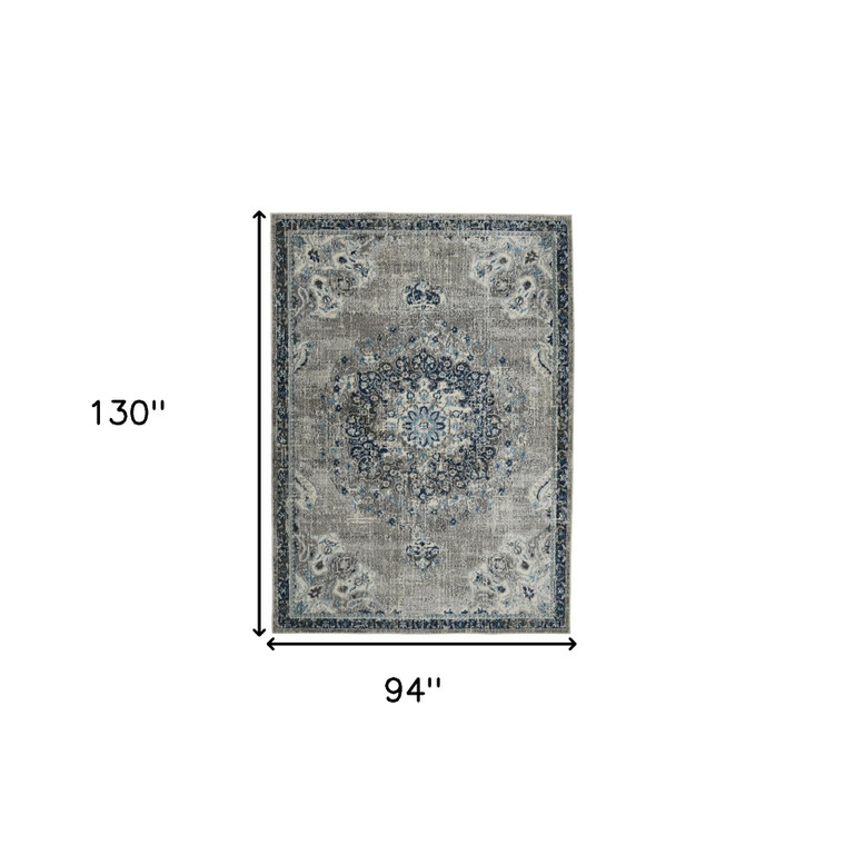 Homeroots Home Decor 8' x 11' Teal Blue Medallion Power Loom Area Rug