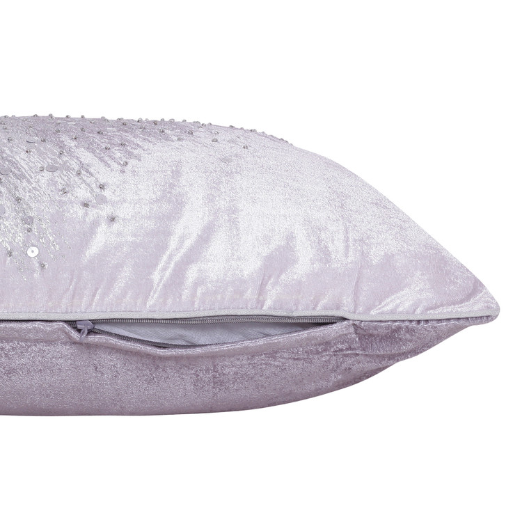 Homeroots Home Decor 16 X 24 Inches Gray Abstract Polyester Zippered Pillow with Beads