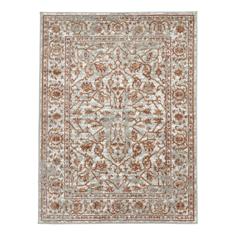 Homeroots Home Decor 8' x 10' Orange Floral Power Loom Area Rug With Fringe