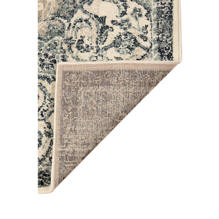 Homeroots Home Decor 5' x 8' Beige and Blue Medallion Power Loom Area Rug