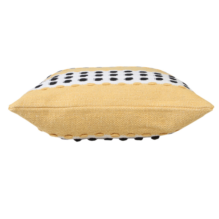 Homeroots Home Decor 20 X 20 Inches Yellow, Black, and White 100% Cotton Striped Zippered Pillow