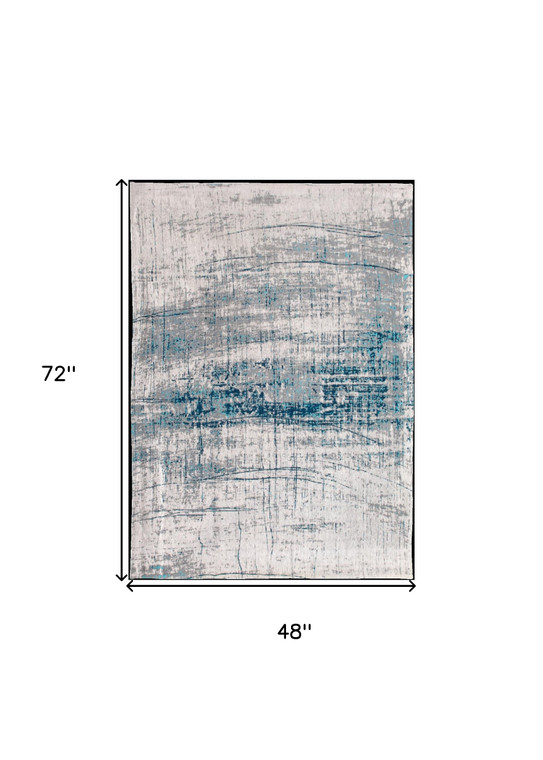 Homeroots Home Decor 5' x 7' Blue and Gray Abstract Non Skid Area Rug