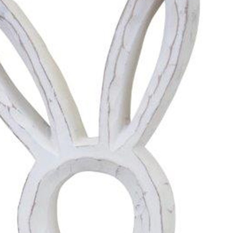 Set Of Two 11" White Polyresin Rabbit Figurine - 606114743149