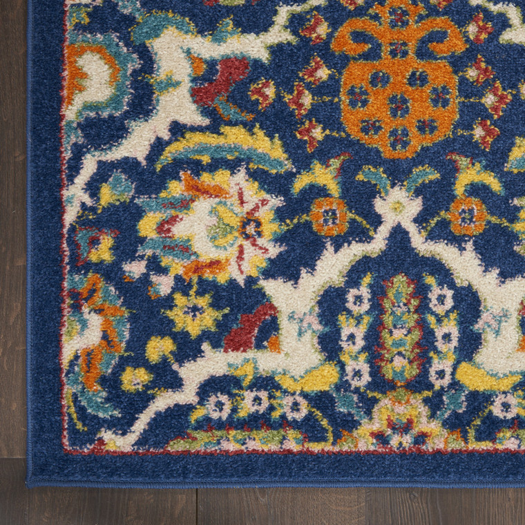 6' X 9' Blue Floral Power Loom Area Rug Polypropylene