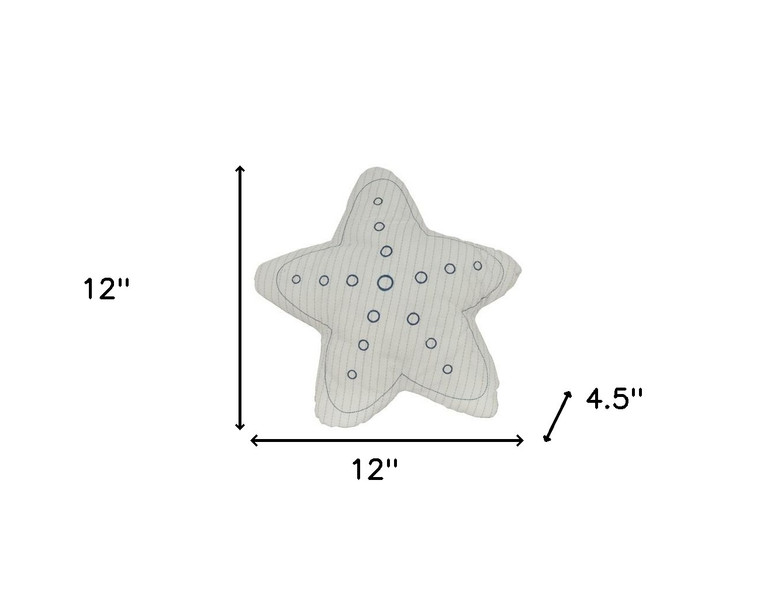 Homeroots Home Decor Set of 2 White 3D Starfish Throw Pillows, Set of 2