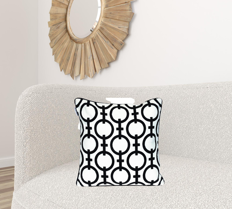 Homeroots Home Decor 18 X 18 Inches Black Color 100% Cotton Geometric Zippered Pillow