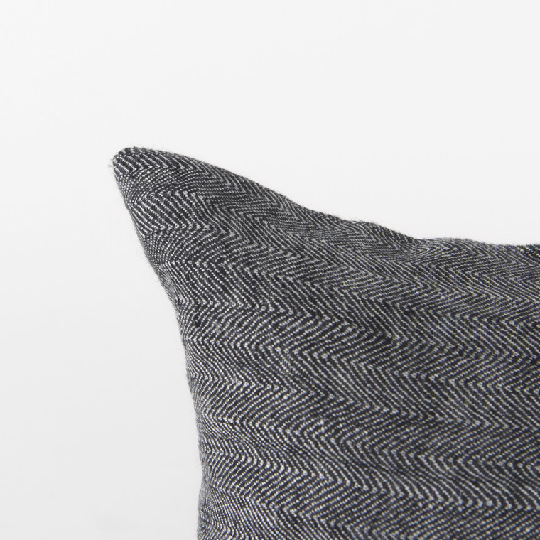 Dark Gray Detailed Lumbar Throw Pillow Cover - 808230024267